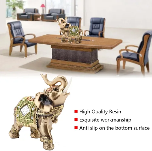 Vista 9 de Hilitand Estatua de elefante, estatua de elefante verde Feng Shui, escultura de riqueza, regalo para el hogar, oficina, hotel o cafetería