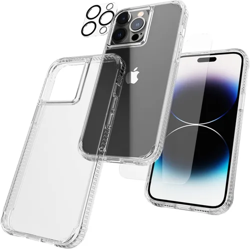 Vista 9 de Case-Mate Funda para iPhone 14 Pro (negro intenso), vidrio templado y protector de lente, protección contra caídas de 15 pies, compatible