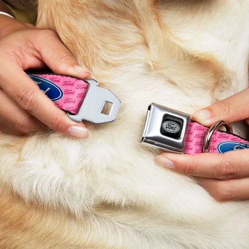 Vista 8 de Buckle-Down Collar de perro con hebilla para cinturón de seguridad, Ford Oval con texto rosa, 1 pulgada de ancho, se adapta a cuello de 15 a 26