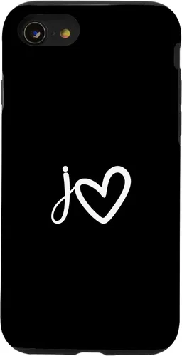 Vista 18 de Minimalist Monogram Name Initial Letter j White Heart Shape Case for iPhone 17