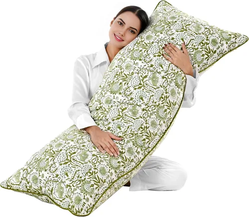 Vista 14 de CPC Funda de Cojín Verde Ágata 100% Algodón con Estampado en Bloque 12x20 pulgadas, Funda de Almohada Floral Boho Hecha a Mano, Ropa de Cama