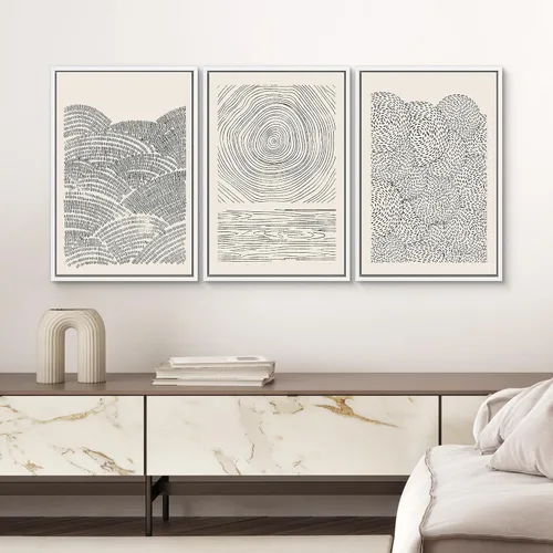 Vista 90 de SIGNWIN Lienzo enmarcado para pared, juego de arte neutro de bosque brumoso, ilustraciones en tono tierra, arte moderno, decorativo, bohemio