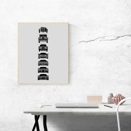 Vista 6 de Custom Car Posters Handmade Poster compatible with Bugatti Generations and Print of Best of Bugatti