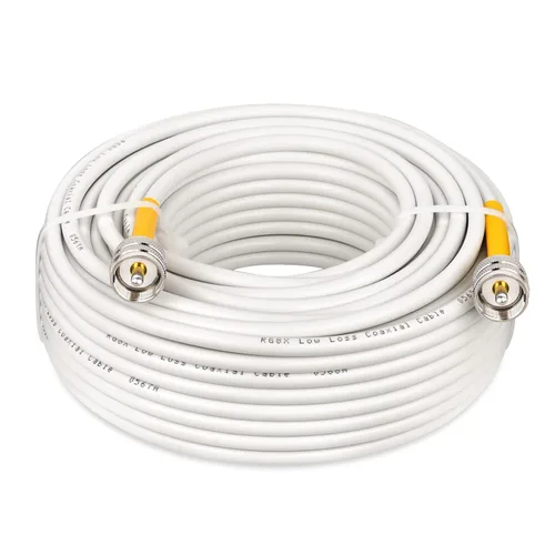 Vista 17 de MOOKEERF RG8x Cable de puente 1m, paquete de 2 cables coaxiales CB de 50 Ohm, cable de antena de baja pérdida UHF PL259 macho a macho, blanco marino