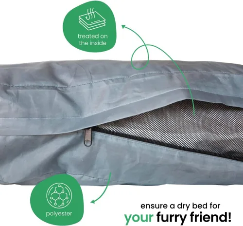 Vista 4 de Molly Mutt - Forro para cama para perro, resistente al agua, lavable, 36 x 45 x 4.75 pulgadas Forro con cremallera para cama de perro, cachorro