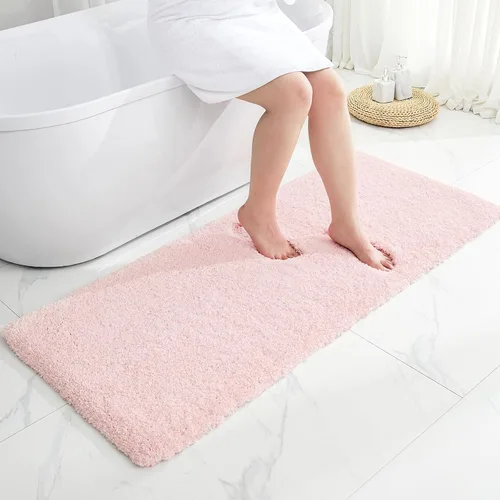 Vista 27 de Disolla - Alfombra antideslizante pequeña y esponjosa para el suelo del baño, lavable, afelpada, para ducha, absorbente, color beige, 17 x 24