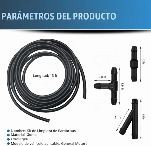 Vista 2 de Kit de manguera de limpiaparabrisas para auto lekudo Pack-30, manguera de goma flexible a prueba de fugas de 13 pies, con conector de manguera tipo