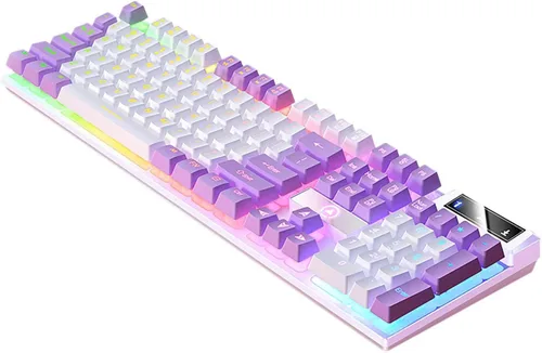 Vista 8 de Teclado para juegos Teclado Cool RGB Retroiluminado Teclado Mecánico Con Azul
