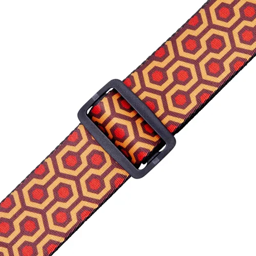 Vista 4 de Levy's Leathers - Correa de guitarra de poliéster de 2 pulgadas, diseño hexagonal; borgoña, rojo y mostaza (MP2-007)