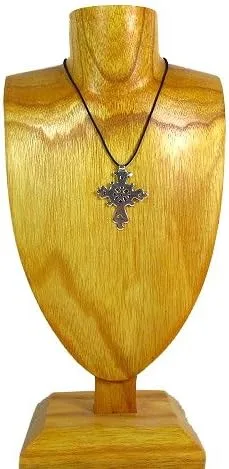 Vista 3 de African Cruz peltre colgante con collar Corded, la fe Collection