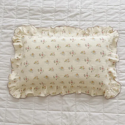 Vista 34 de BuLuTu Funda de almohada de muselina de algodón para niños pequeños con bonito patrón de flores de azalea, súper suave, funda de almohada para cuna