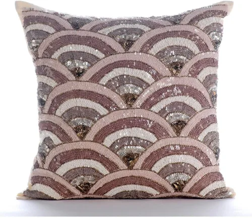 Vista 14 de HomeCentric Funda de almohada geométrica beige, 12 x 12 pulgadas, cuadrado de lino y algodón, círculos contemporáneos de Pascua, círculo de la vida