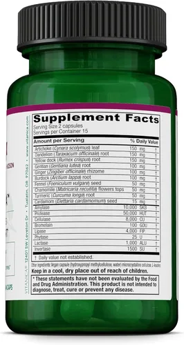 Vista 2 de Vitanica Bitters Extra, Apoyo a la Digestión, Vegano/Vegetariano, 30 Cápsulas