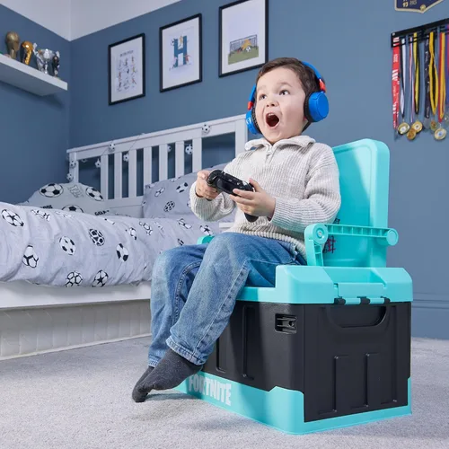 Vista 6 de Numskull Fortnite - Caja de almacenamiento de juguetes 2 en 1 y silla plegable, organizador de accesorios para juegos con tapa y asas