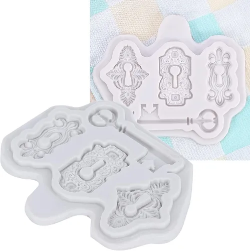 Vista 5 de Patrón de llave de silicona para fondant de chocolate, para decoración de pasteles, decoración de cupcakes, dulces, horneado, fabricación