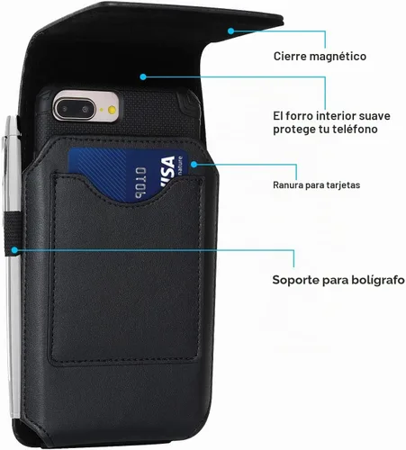 Vista 7 de BECPLT Funda de cinturón de cuero para iPhone 16 Pro/15/14/13/12/11 Pro y Galaxy S25/S24/S23/S22/S21/S20 - Estuche duro delgado con clip/asas
