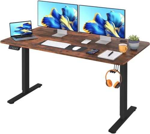Vista 7 de Estación de trabajo de computadora de altura ajustable, escritorio eléctrico de pie para sentarse, mesa de computadora que se eleva hacia arriba