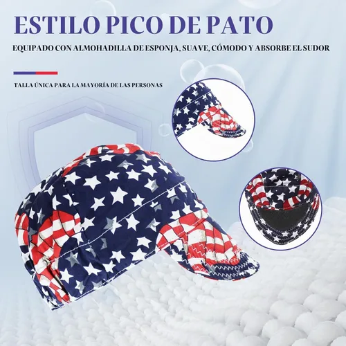 Vista 5 de TRQWH Gorra de Soldadura 100% Algodón Gorras de Soldadura para Hombres 3 Pzas con Malla Interior Absorción de Sudor Resistente a las Llamas Gorra