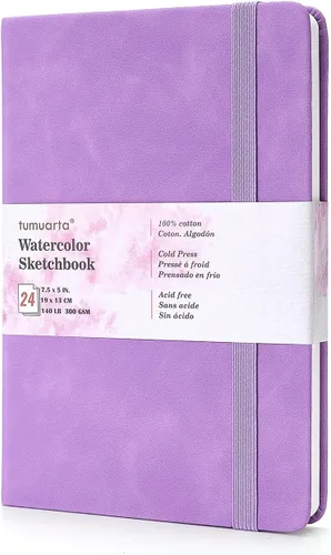 Vista 13 de tumuarta Cuaderno de bocetos de acuarela cuadrado, 6x6”, 140 LB, 300GSM, papel 100% algodón, prensado en frío, 24 hojas, 48 páginas, diario