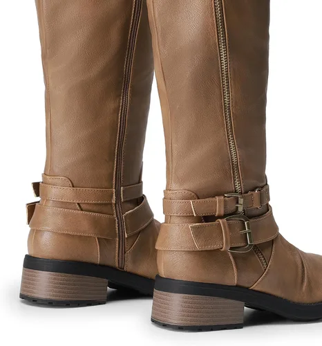 Vista 5 de DREAM PAIRS Botas de equitación hasta la rodilla para mujer de pantorrilla ancha