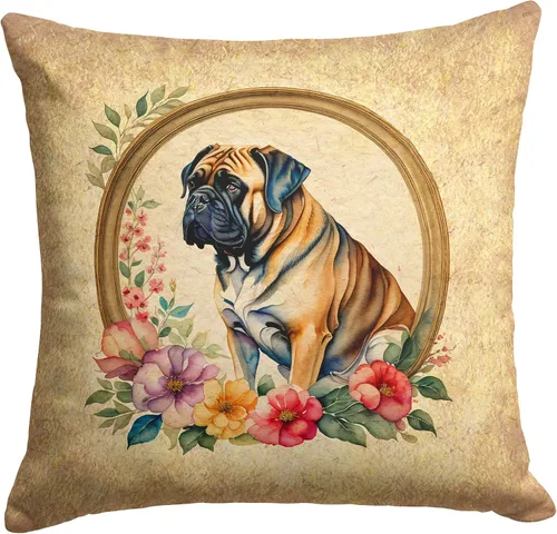 Vista 232 de Caroline's Treasures DAC2072PW1414 Affenpinscher and Flowers - Almohada decorativa de tela, lavable a máquina, para interiores y exteriores