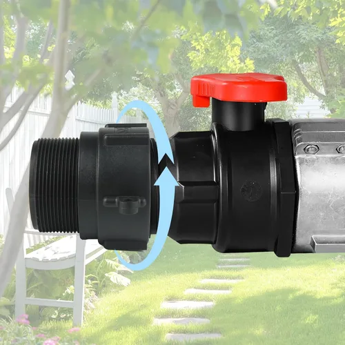 Vista 5 de IBC - Adaptador de accesorios de bolsa de 2 pulgadas, rosca gruesa de contrafuerte hembra x 2 pulgadas, rosca macho NPT para tubería, conector