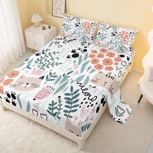 Vista 9 de CVHOUSE Juego de sábanas bajeras de tortuga marina, tamaño individual, juego de ropa de cama de tortuga para niños y niñas, 1 sábana encimera y 1 A4