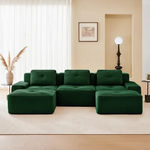 Vista 47 de Sofás modulares sin hueso de 152.8 pulgadas para sala de estar, sofá modular con diván en forma de L, cómodo asiento profundo tapizado de tela