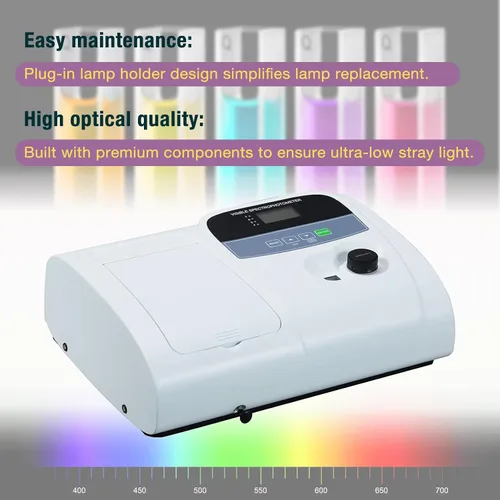 Vista 2 de M&A INSTRUMENTS Espectrofotómetro visible V-5000 325-1000nm 4nm ancho de banda Digital Vis spectrophotometer with manual wavelength setting