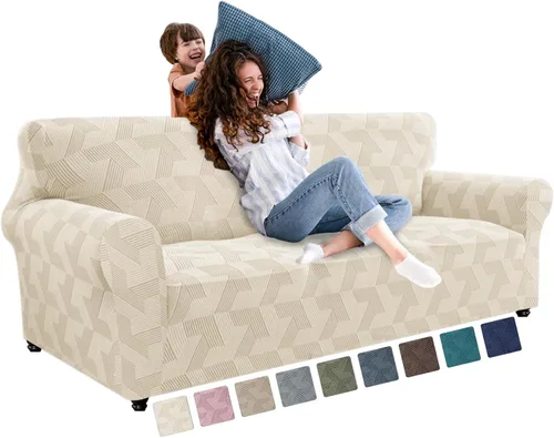 Vista 53 de JIVINER - Juego de 2 fundas elásticas para sillas de comedor, fundas geométricas de jacquard para sillas de comedor, fundas lavables para sillas