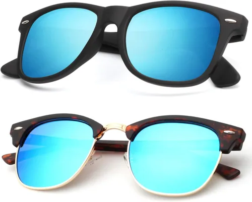 Vista 15 de KALIYADI Gafas de sol polarizadas para hombres y mujeres, marco semi sin montura, para conducir con bloqueo UV A01-(1 Pack) Tortuga Mate G15