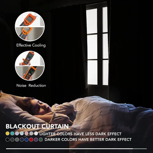 Vista 3 de Deconovo Cortinas opacas con pestaña trasera con patrón geométrico, oscurecimiento de habitación, bloqueo de calor, cortinas de ahorro de energía
