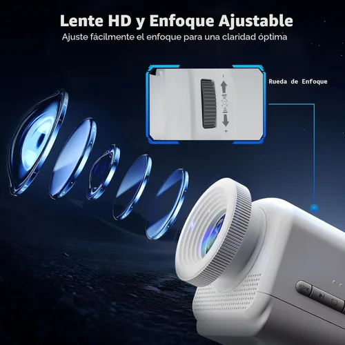 Vista 5 de Rossetta Proyector 3D, Mini Proyector de Galaxia HD 3D con Altavoz Bluetooth y Control Remoto, Temporizador de 1/2H, 60 Temas, Luz Nocturna