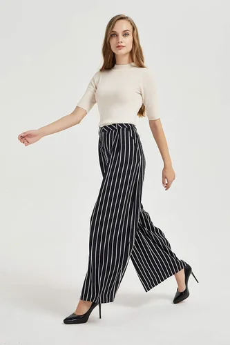 Vista 4 de Tronjori - Pantalones largos para mujer, cintura alta, estilo casual, pierna ancha