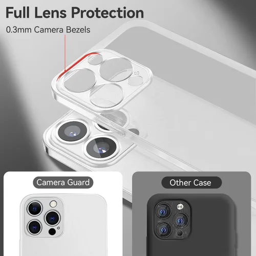 Vista 6 de QLTYPRI Funda ultradelgada para iPhone 13 Pro Max de 6.7 pulgadas con protección de cámara de cobertura completa, translúcida mate, delgada, ligera