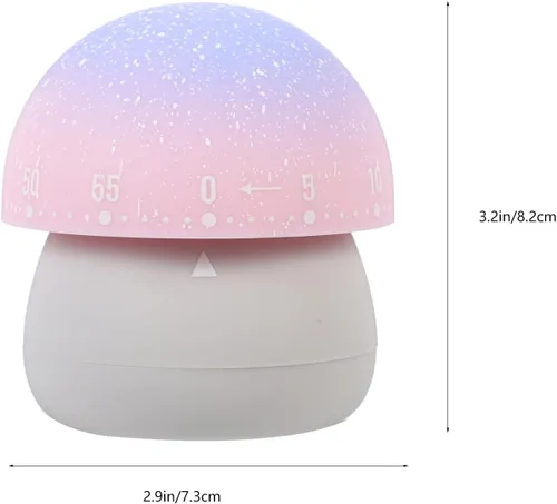 Vista 2 de Mechanical Kitchen Timer Mushroom Shape Gray Cute Cooking Countdown Timer for Food Preparation and Baking Management in Home Kitchen