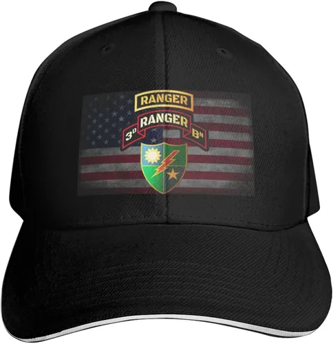 Vista 3 de US Ranger Patch 3rd Ranger Battalion Veteran Adjustable Baseball Cap for Outdoor Sun Protection - Men & Women Black