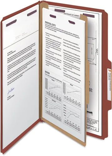 Vista 7 de Smead Carpeta de archivos de clasificación de cartón prensado con sujetadores SafeSHIELD, 1 divisor, expansión de 2 pulgadas, tamaño legal, rojo, 10