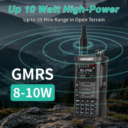 Vista 4 de Radios portátiles TIDRADIO TD-H8 GMRS de 10 vatios (4ª generación), programación de APP/PC, 4 baterías de 2500 mAh, capacidad para repetidor Negro