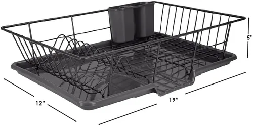 Vista 7 de Home Basics Juego de escurridor de platos, 3 piezas., No aplica, Negro, L