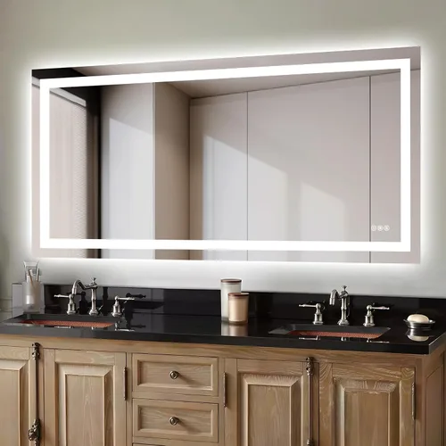 Vista 11 de Hivone - Espejo de baño LED de 24x30 pulgadas con luces, función antivaho, regulable, retroiluminado + iluminación frontal, espejo de tocador