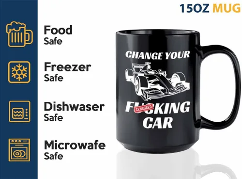 Vista 3 de Taza de café Racer de 15 onzas, color negro, cambia tu coche, Fuel Speed Racer Car Guys Circuit Automotriz Racing Boy Regalos para él, papá