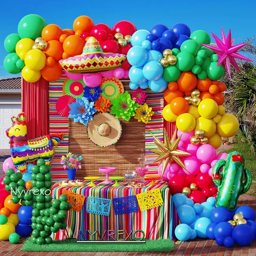 Vista 17 de Decoraciones de fiesta de cumpleaños pirata, 142 piezas de guirnalda de globos dorados metálicos rojos, negros, kit de arco de arco de globos