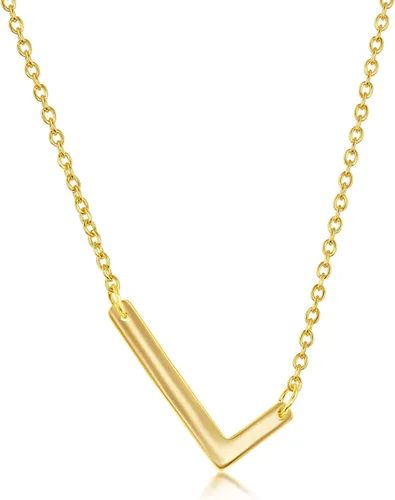 Vista 18 de Dainty Sideways Initial Necklace for Women – Sterling Silver or 14K Gold Plated 20mm Alphabet Letter Pendant