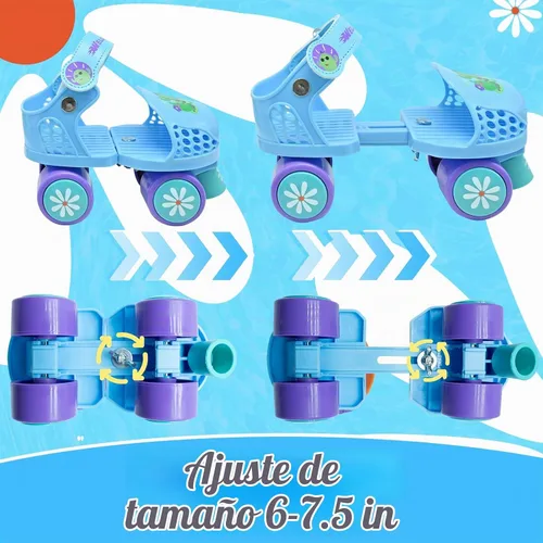 Vista 3 de Kids Roller Skate for Girls Boys Ages 2-5 Years Old, Adjustable Toddler Rollerskates, Children Beginner Roller Skate Azul