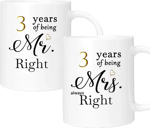 Vista 26 de Juego de 2 tazas de café para el 10º aniversario, regalos de boda para parejas, padres, hombres, mujeres, marido, esposa, él, ella, caja de regalo