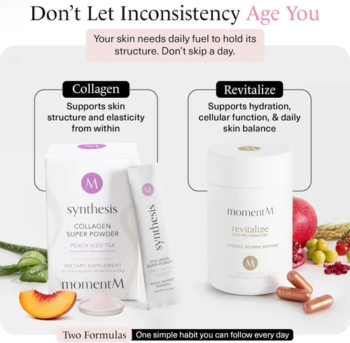 Vista 8 de momentM Synthesis - Colágeno a base de plantas para mujeres y hombres, péptidos en polvo para cabello, piel, uñas y articulaciones, péptidos