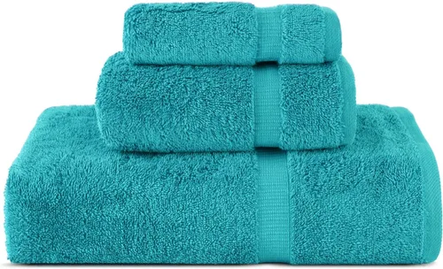 Vista 4 de Chakir Turkish Linens - Toallas turcas de 100% algodón, suaves y absorbentes (juego de 3 toallas personalizables, color aguamarina)