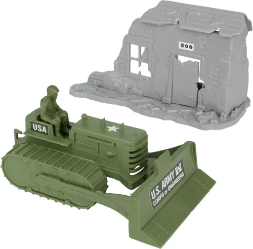 Vista 5 de BMC Classic Army Corps of Engineers Bulldozer Building Plastic Army Men Playset