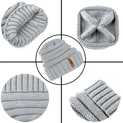 Vista 3 de Aneco Conjunto de bufanda de punto cálido de invierno para hombres y mujeres bufanda elástica suave